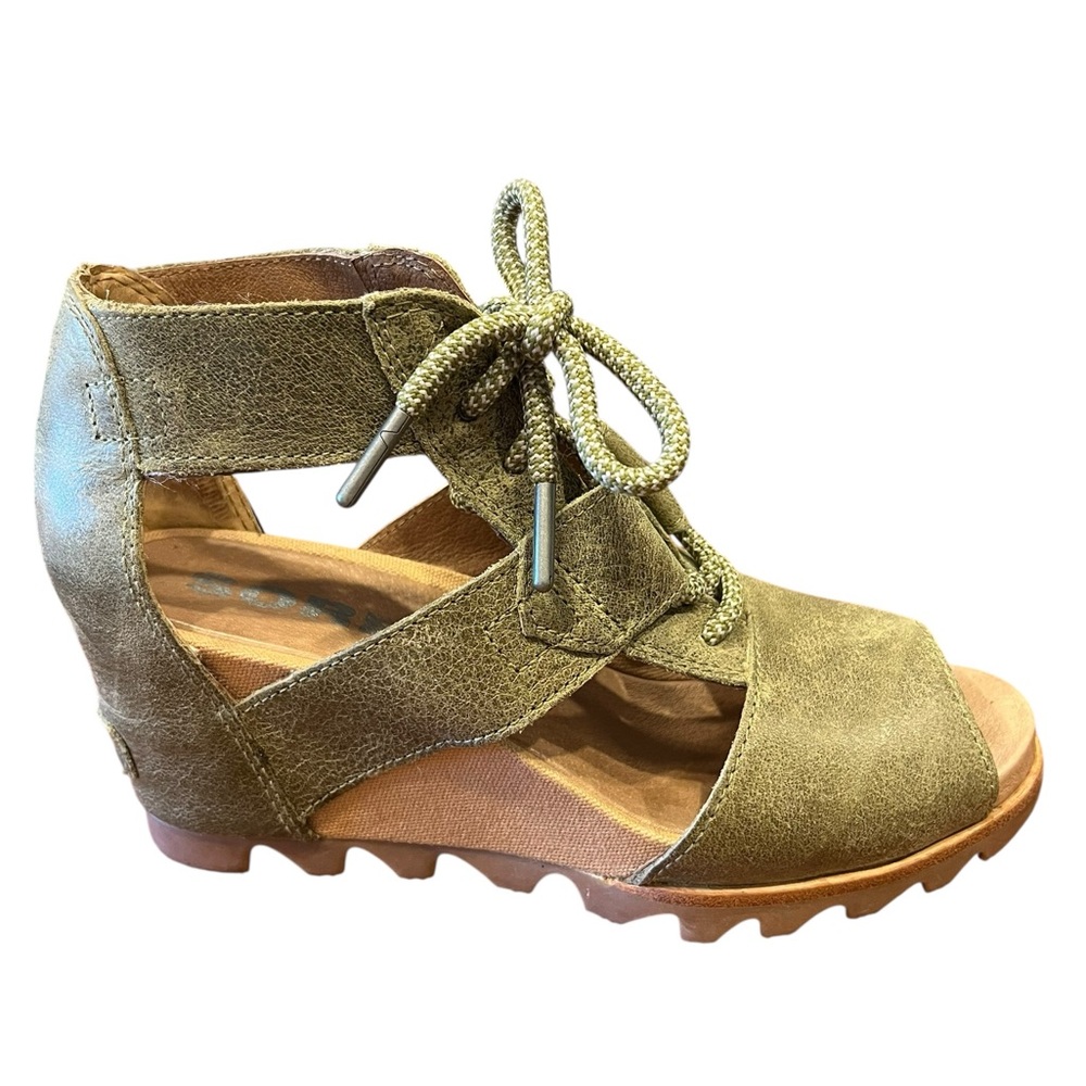 SOREL Olive Drab Joanie‎ Lace Wedge Sandal